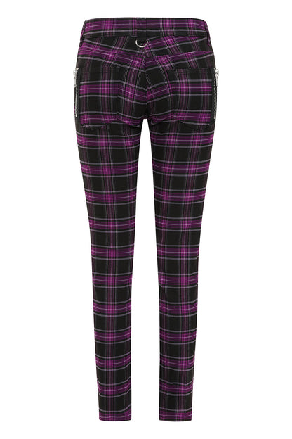 Banned Apparel Women's Trousers Forever Yours Low-Rise Skinny Tartan - QHA UK