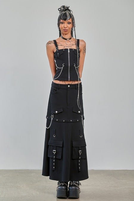 Banned Apparel Gothic Cargo Skirt Black Zip-Off UK 8-22 - QHA UK