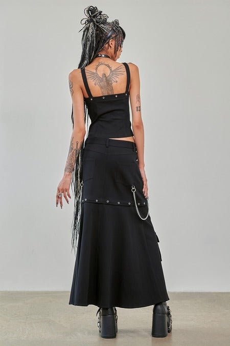 Banned Apparel Gothic Cargo Skirt Black Zip-Off UK 8-22 - Zip Detail - QHA UK