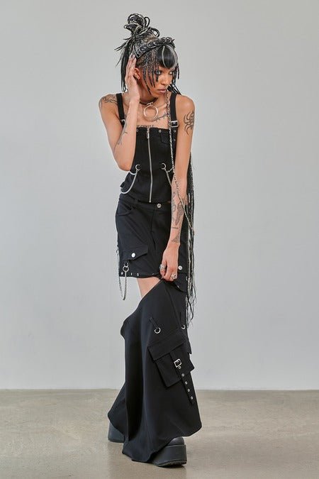 Banned Apparel Gothic Cargo Skirt Black Zip-Off UK 8-22 - Zip Detail - QHA UK