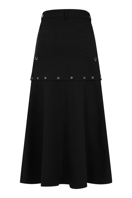 Banned Apparel Gothic Cargo Skirt Black Zip-Off UK 8-22 - Zip Detail - QHA UK