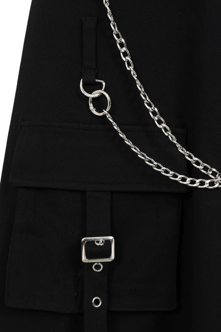 Banned Apparel Gothic Cargo Skirt Black Zip-Off UK 8-22 - Zip Detail - QHA UK