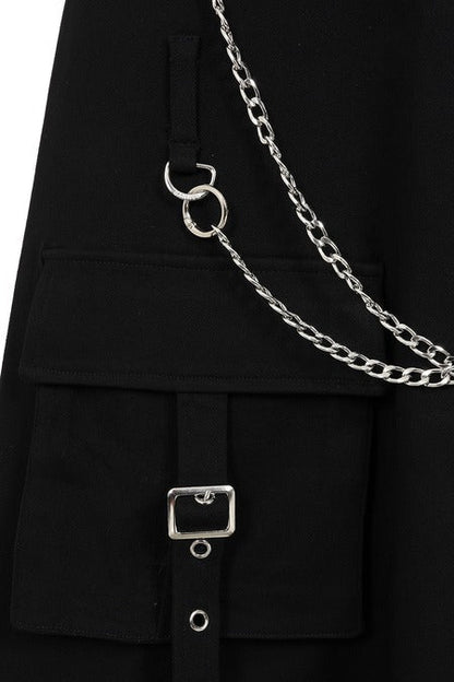 Banned Apparel Gothic Cargo Skirt Black Zip-Off UK 8-22 - Zip Detail - QHA UK