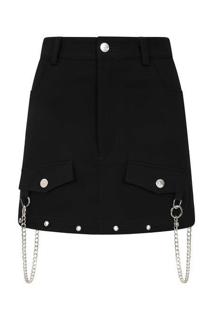 Banned Apparel Gothic Cargo Skirt Black Zip-Off UK 8-22 - Zip Detail - QHA UK
