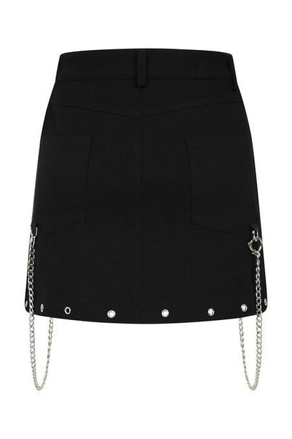 Banned Apparel Gothic Cargo Skirt Black Zip-Off UK 8-22 - Zip Detail - QHA UK