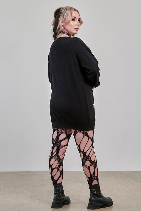 Banned Apparel Women's Gothic Jumper Dress Black Oversized Knit - QHA UK