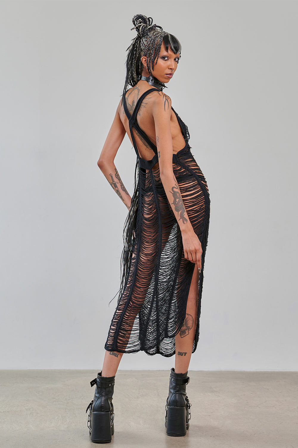 Banned Apparel Gothic Dress Mesh Distressed Black UK 10-18 - QHA UK