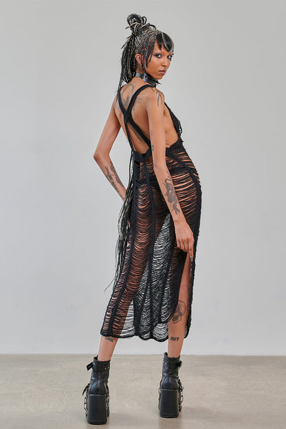 Banned Apparel Gothic Dress Mesh Distressed Black UK 10-18 - QHA UK