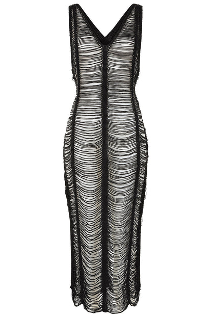 Banned Apparel Gothic Dress Mesh Distressed Black UK 10-18 - QHA UK