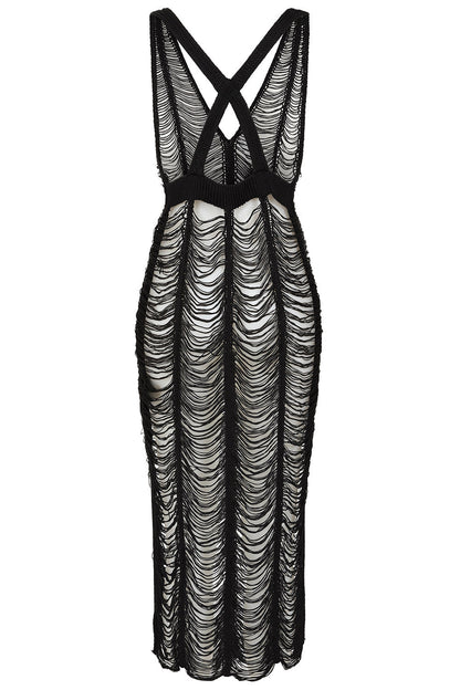 Banned Apparel Gothic Dress Mesh Distressed Black UK 10-18 - QHA UK