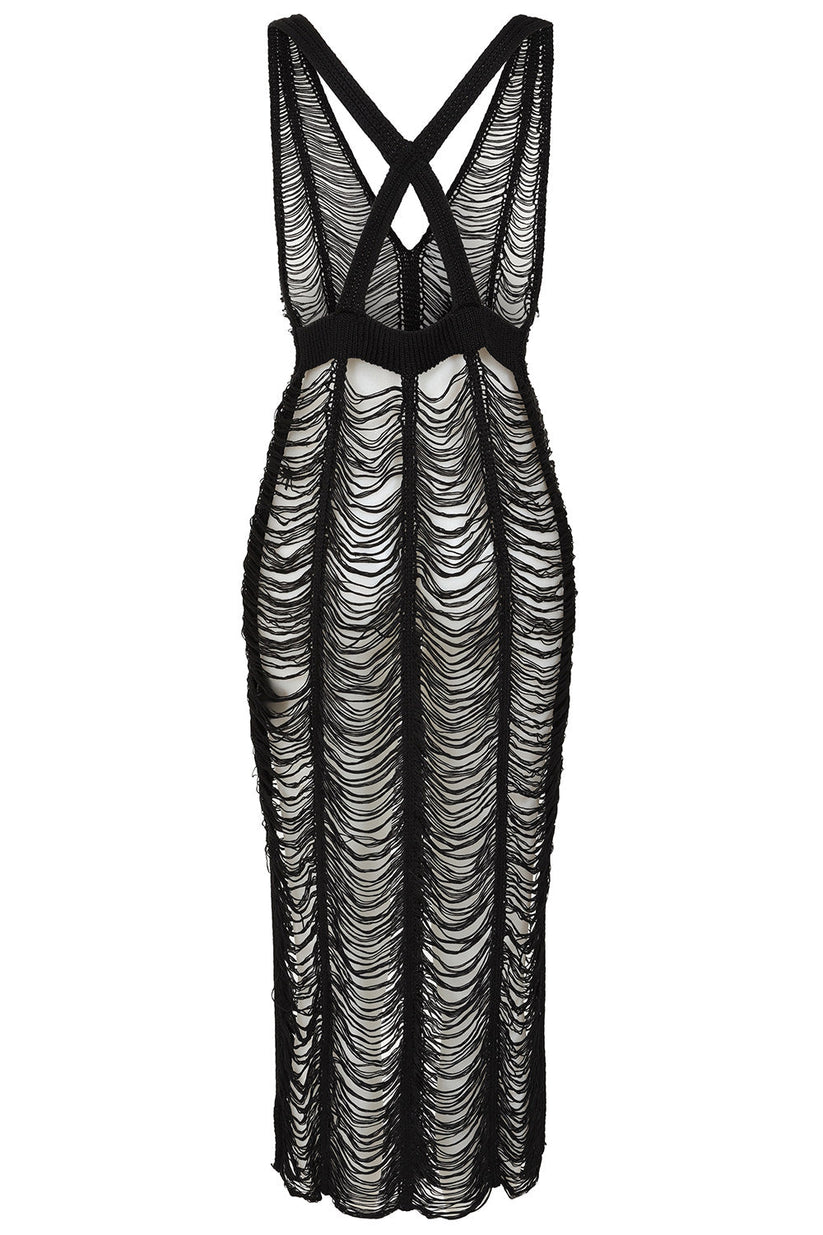 Banned Apparel Gothic Dress Mesh Distressed Black UK 10-18 - QHA UK
