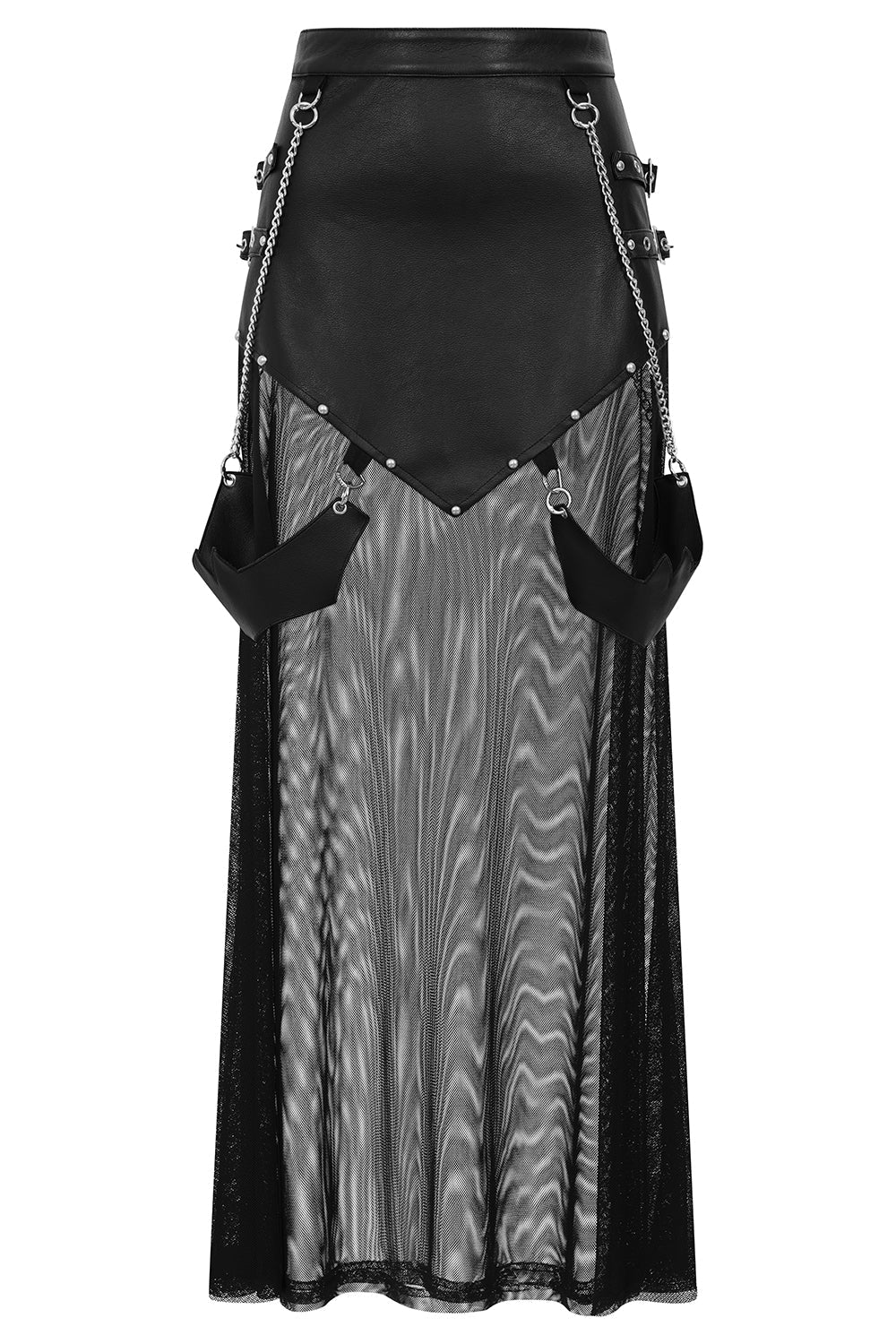 Banned Apparel Skirt Lamia Faux Leather and Mesh Black UK 8-18 - QHA UK