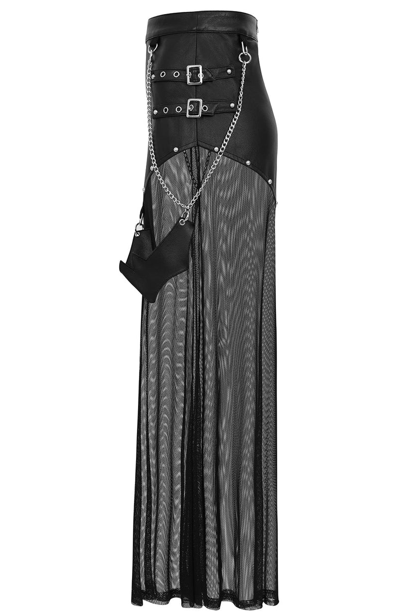 Banned Apparel Skirt Lamia Faux Leather and Mesh Black UK 8-18 - QHA UK