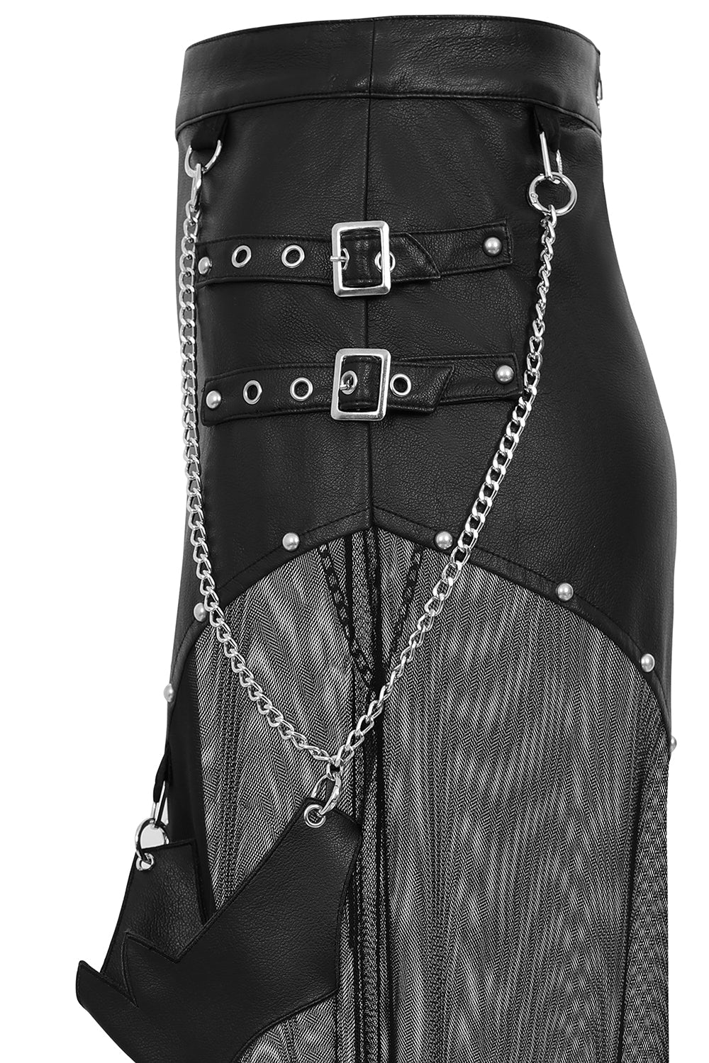 Banned Apparel Skirt Lamia Faux Leather and Mesh Black UK 8-18 - QHA UK