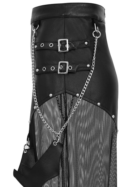 Banned Apparel Skirt Lamia Faux Leather and Mesh Black UK 8-18 - QHA UK