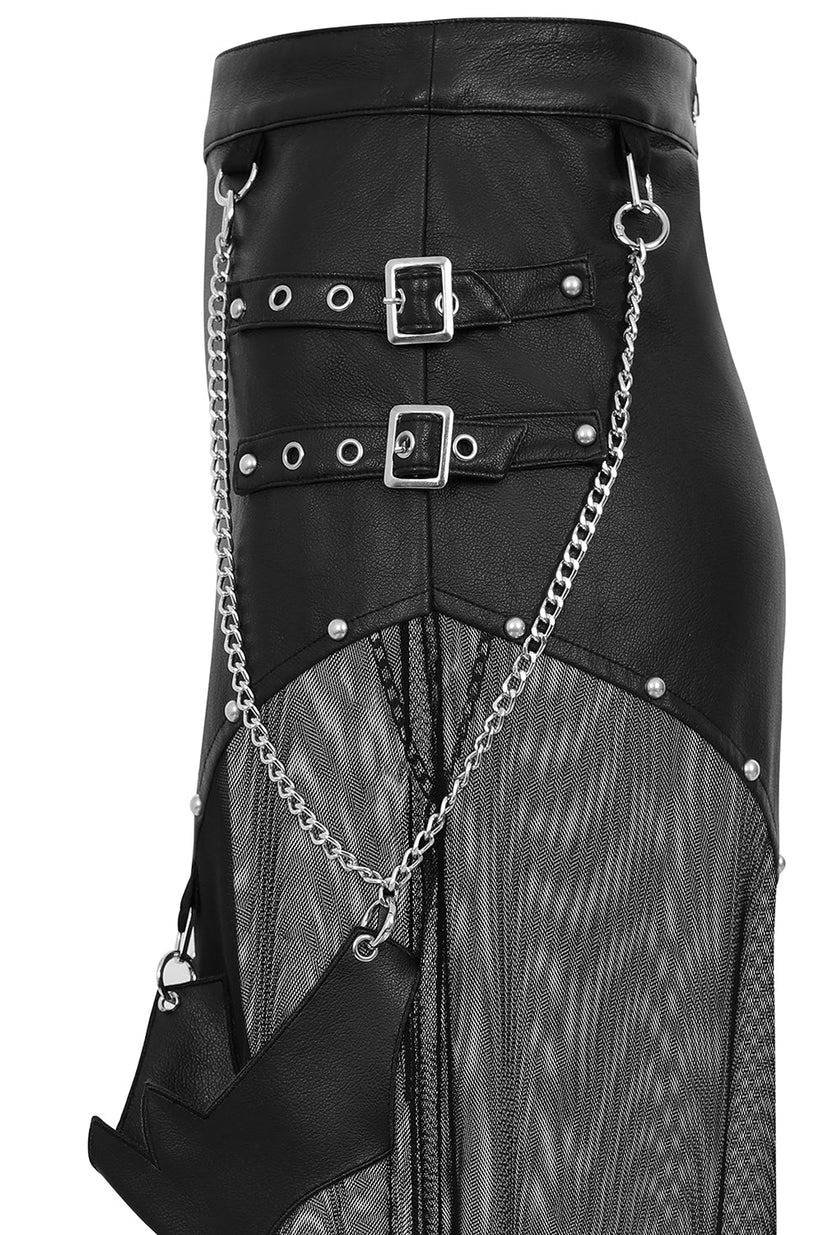 Banned Apparel Skirt Lamia Faux Leather and Mesh Black UK 8-18 - QHA UK