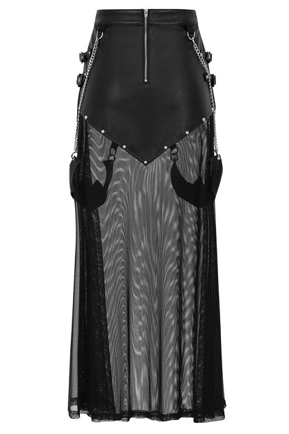 Banned Apparel Skirt Lamia Faux Leather and Mesh Black UK 8-18 - QHA UK