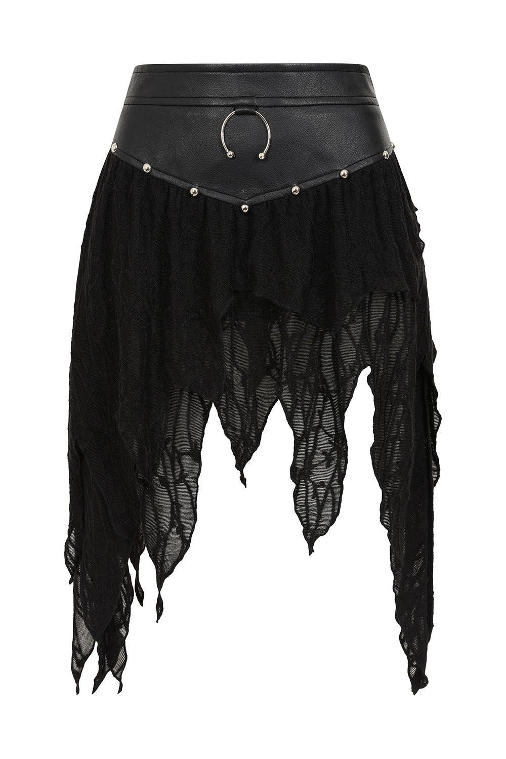 Banned Apparel Skirt Luxor Faux Leather and Jagged Knit Black UK 8-18 - QHA UK