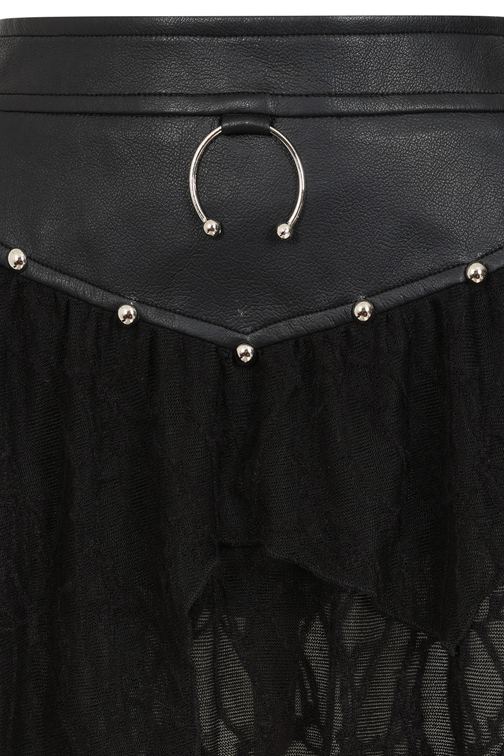 Banned Apparel Skirt Luxor Faux Leather and Jagged Knit Black UK 8-18 - QHA UK