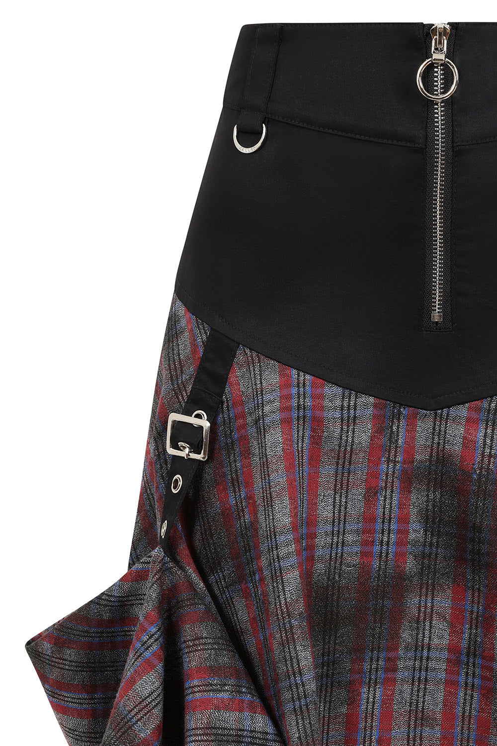 Banned Apparel Gothic Skirt Morrigan Asymmetric Tartan Red UK 8-18 - QHA UK