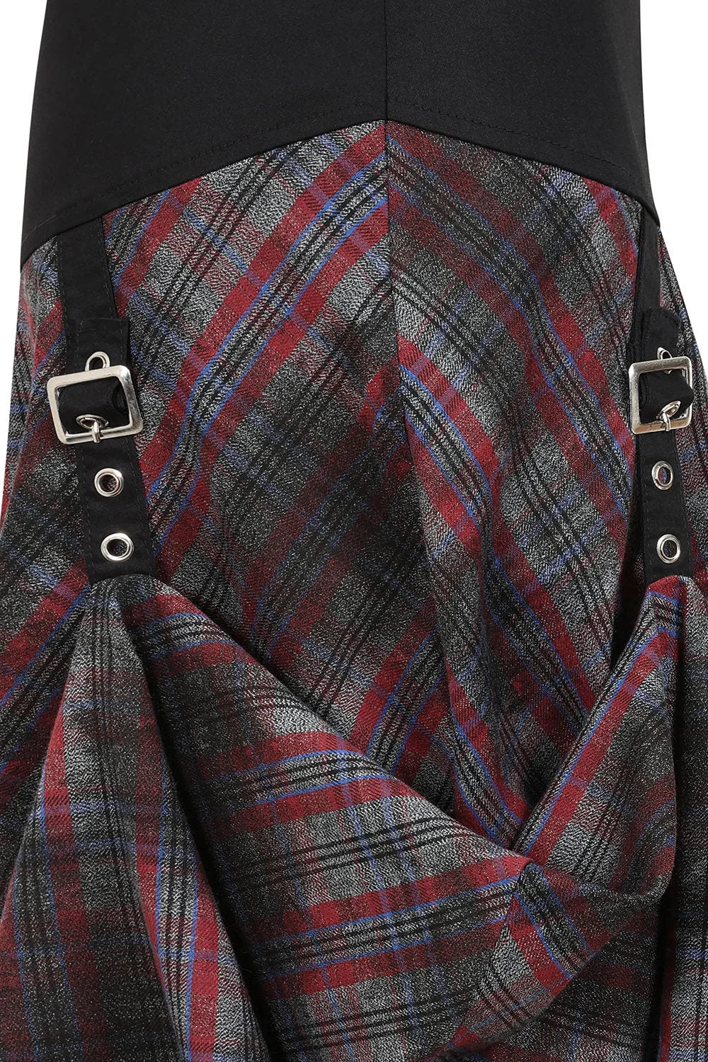 Banned Apparel Gothic Skirt Morrigan Asymmetric Tartan Red UK 8-18 - QHA UK