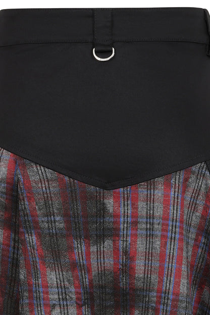Banned Apparel Gothic Skirt Morrigan Asymmetric Tartan Red UK 8-18 - QHA UK