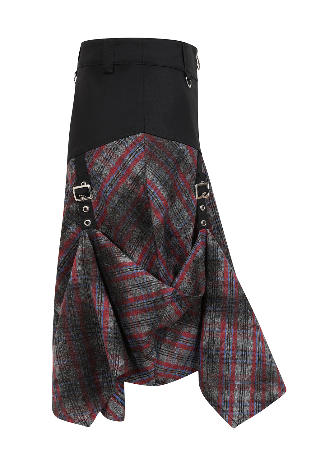 Banned Apparel Gothic Skirt Morrigan Asymmetric Tartan Red UK 8-18 - QHA UK