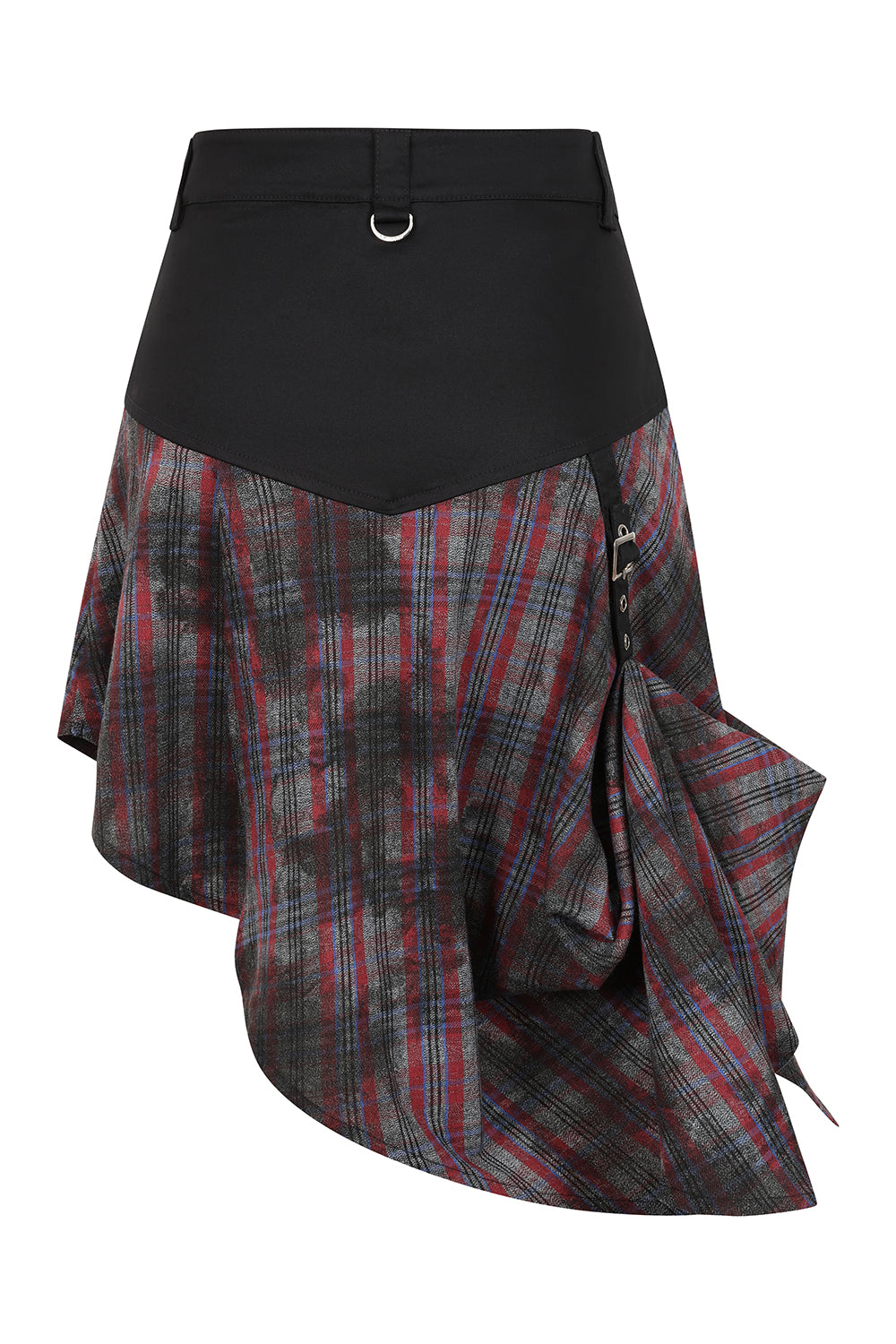 Banned Apparel Gothic Skirt Morrigan Asymmetric Tartan Red UK 8-18 - QHA UK