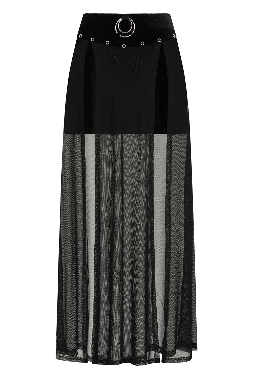 Banned Apparel Skirt Obsidian Mesh Split Black UK 8-18 - QHA UK