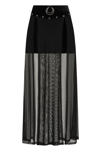 Banned Apparel Skirt Obsidian Mesh Split Black UK 8-18 - QHA UK