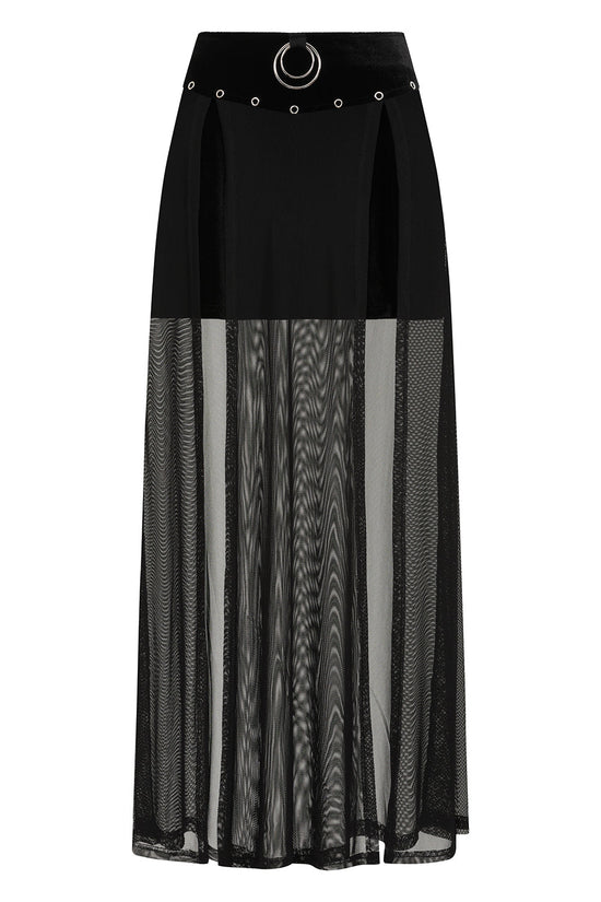 Banned Apparel Skirt Obsidian Mesh Split Black UK 8-18 - QHA UK