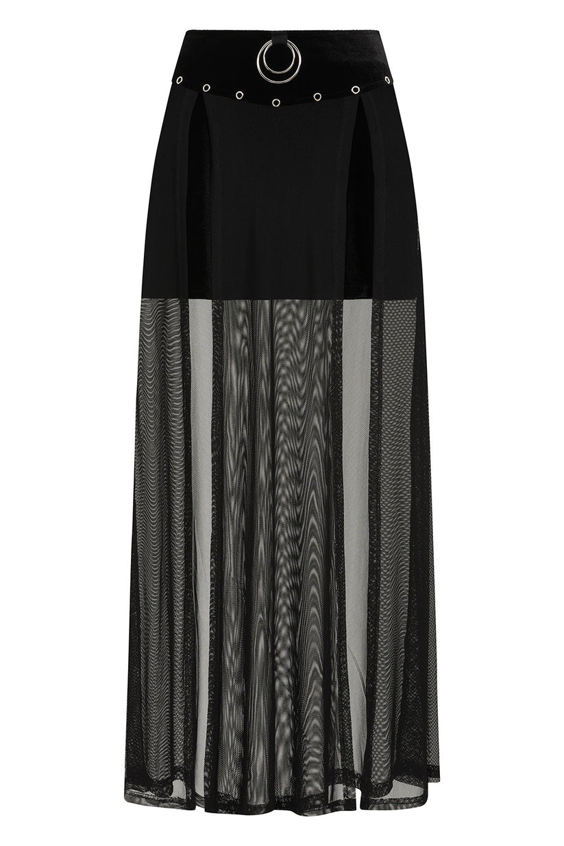 Banned Apparel Skirt Obsidian Mesh Split Black UK 8-18 - QHA UK
