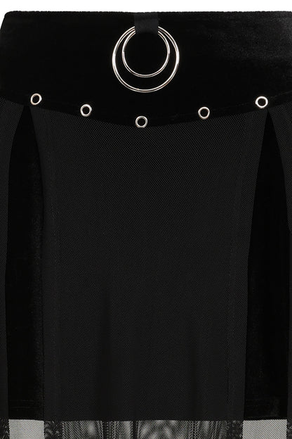 Banned Apparel Skirt Obsidian Mesh Split Black UK 8-18 - QHA UK