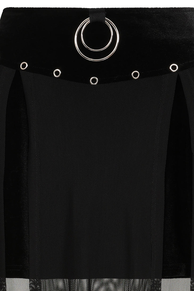 Banned Apparel Skirt Obsidian Mesh Split Black UK 8-18 - QHA UK