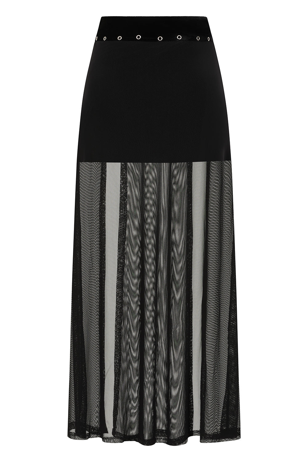 Banned Apparel Skirt Obsidian Mesh Split Black UK 8-18 - QHA UK