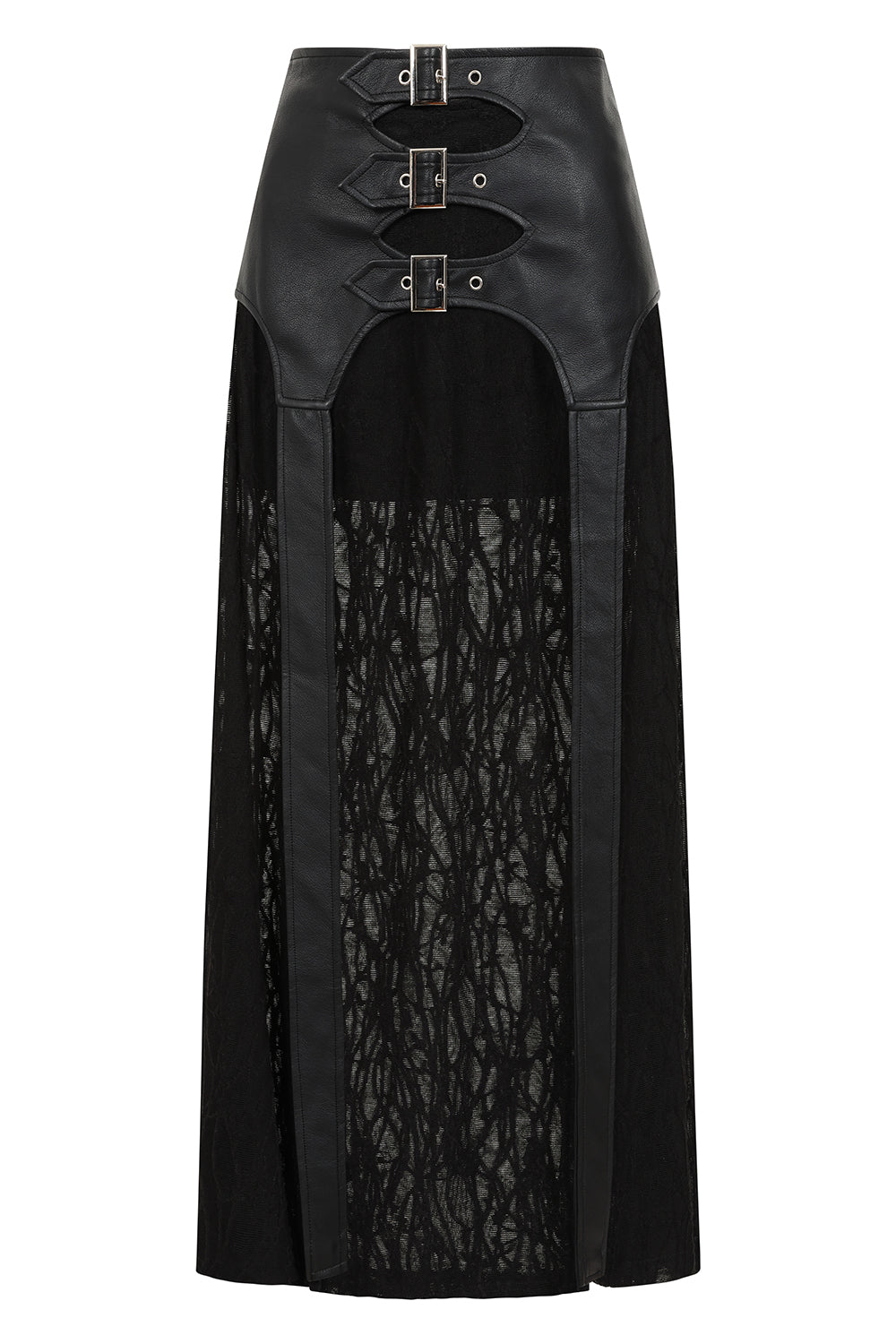 Banned Apparel Skirt Velkyn Faux Leather and Knit Panel Black UK 8-18 - QHA UK