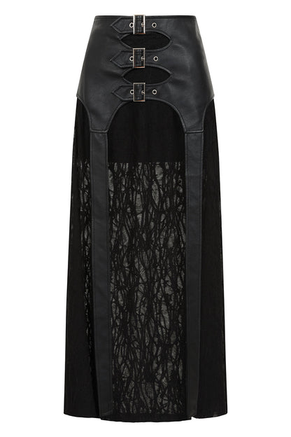 Banned Apparel Skirt Velkyn Faux Leather and Knit Panel Black UK 8-18 - QHA UK
