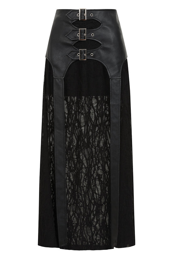 Banned Apparel Skirt Velkyn Faux Leather and Knit Panel Black UK 8-18 - QHA UK