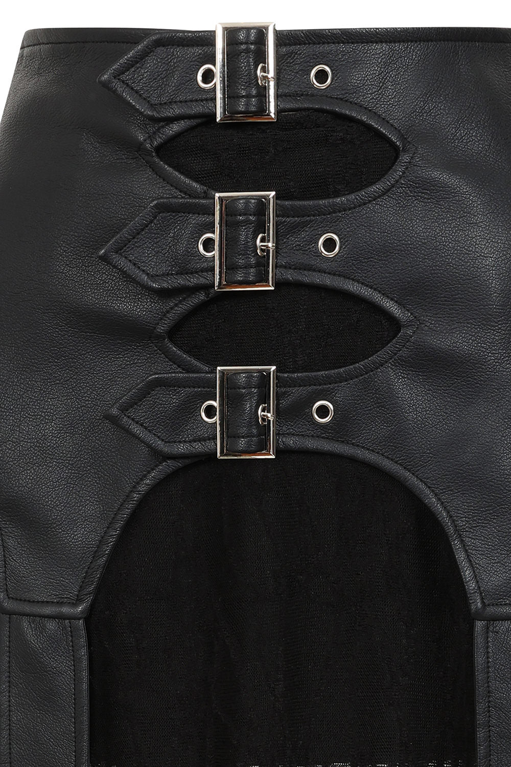 Banned Apparel Skirt Velkyn Faux Leather and Knit Panel Black UK 8-18 - QHA UK