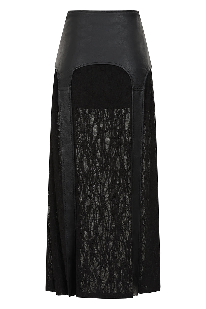 Banned Apparel Skirt Velkyn Faux Leather and Knit Panel Black UK 8-18 - QHA UK