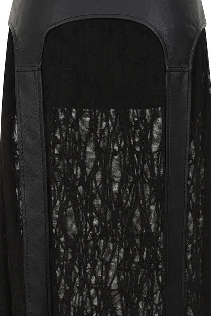 Banned Apparel Skirt Velkyn Faux Leather and Knit Panel Black UK 8-18 - QHA UK