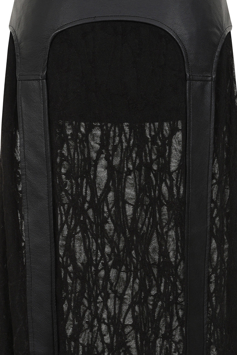 Banned Apparel Skirt Velkyn Faux Leather and Knit Panel Black UK 8-18 - QHA UK