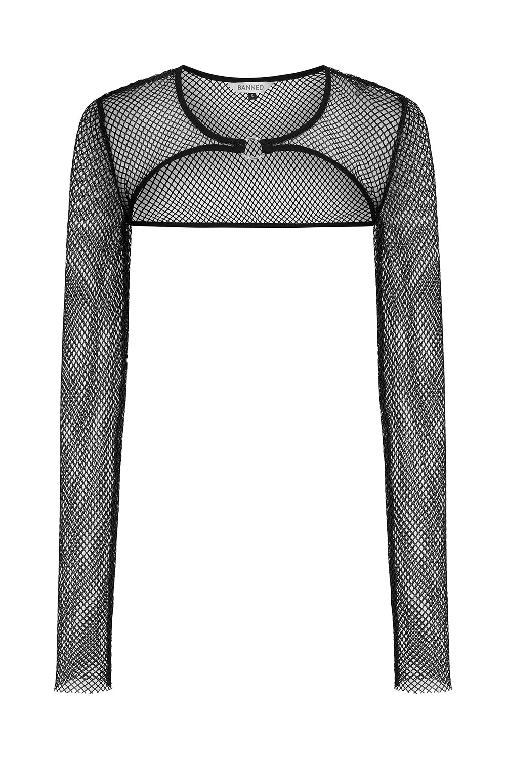 Banned Apparel Women's Bolero Venus Metallic Fishnet Top Blue Black - QHA UK