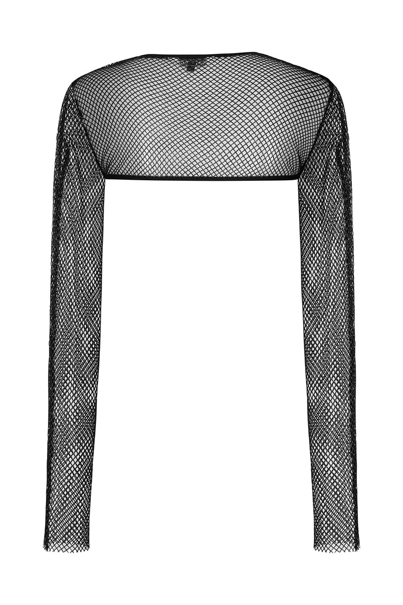 Banned Apparel Women's Bolero Venus Metallic Fishnet Top Blue Black - QHA UK