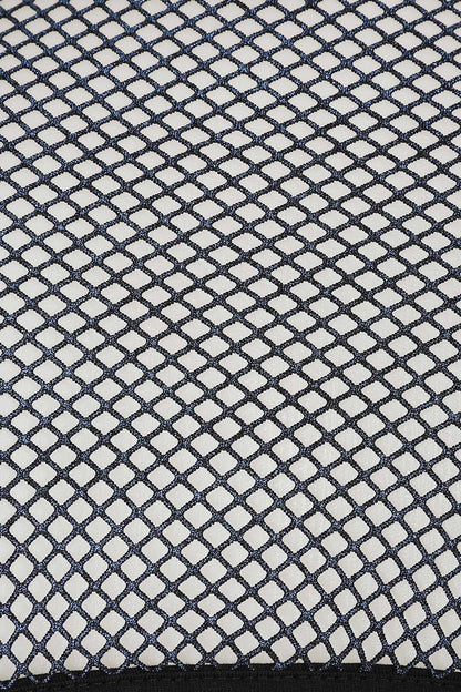 Banned Apparel Women's Bolero Venus Metallic Fishnet Top Blue Black - QHA UK
