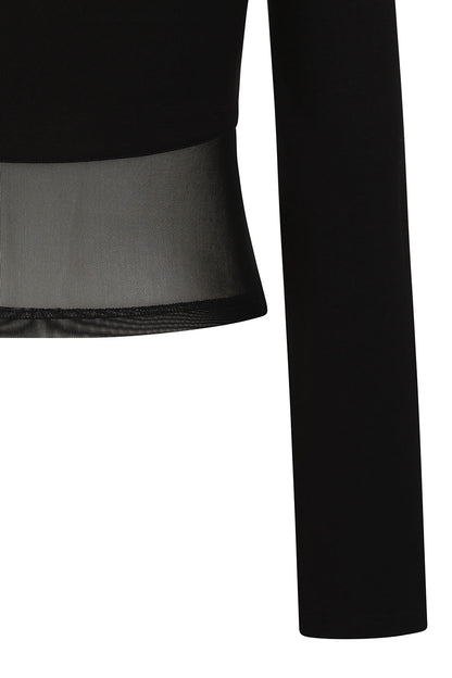 Women's Gothic Blouse Banned Cordelia Mesh Panel Top Black UK 8-18 - QHA UK