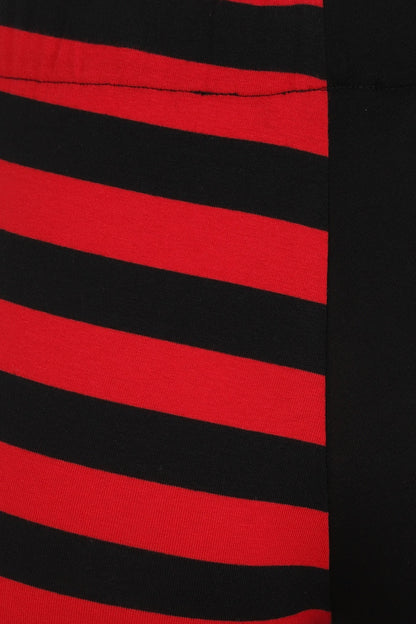 Banned Apparel Women's Leggings Half Black Half Stripes Red UK 10-18 - QHA UK
