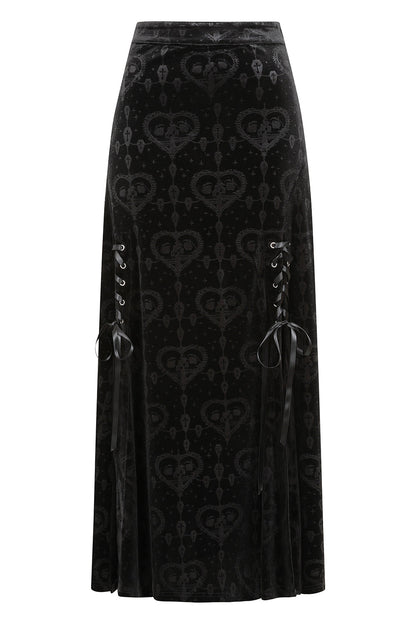 Gothic Skirt Banned Trivia Velvet Black UK 8-18 - QHA UK