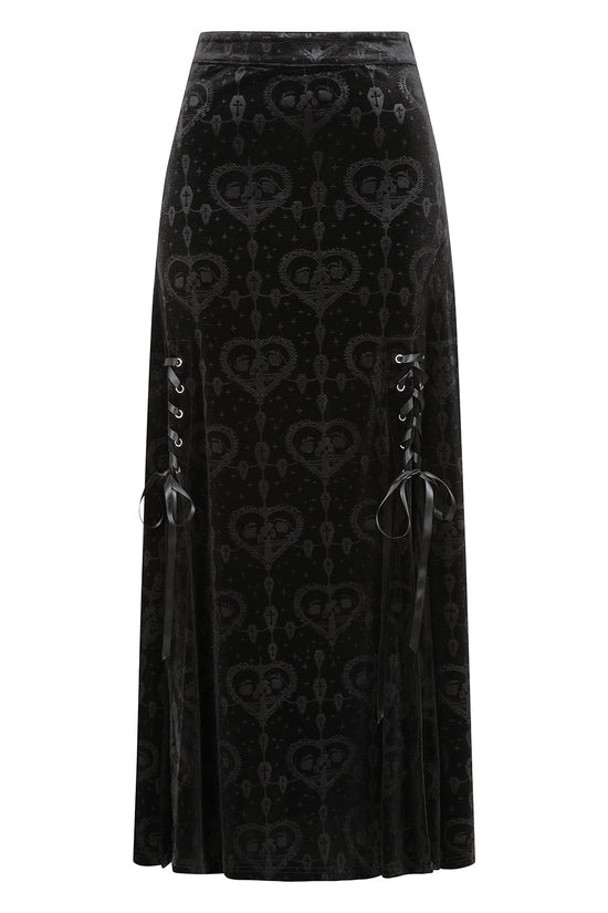 Gothic Skirt Banned Trivia Velvet Black UK 8-18 - QHA UK