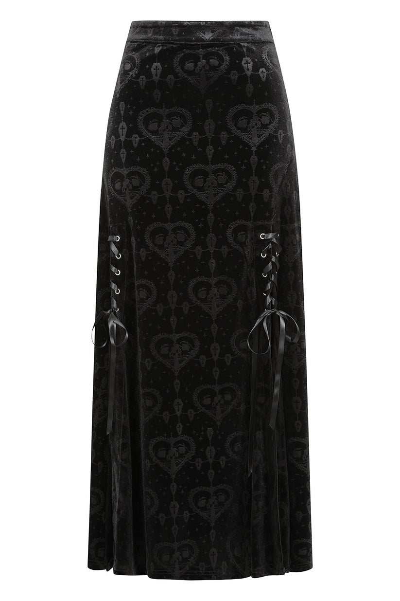 Gothic Skirt Banned Trivia Velvet Black UK 8-18 - QHA UK